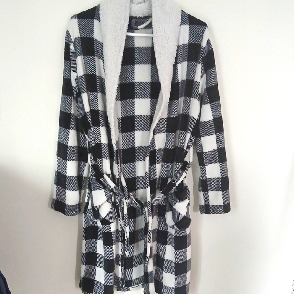 Black and White Checkered Women's Coat
